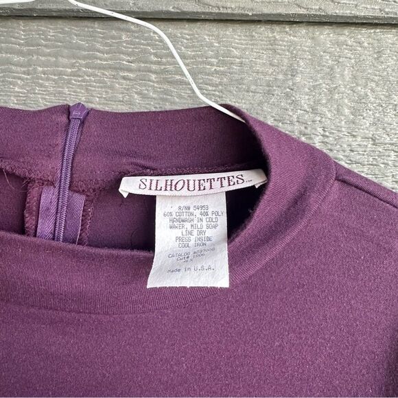 Vtg Silhouettes Maxi Dress Dress Women Plus Sz 4X Long Sleeve Plum USA Lagenlook - Picture 8 of 9